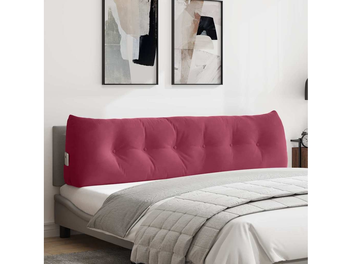 Vidaxl Travesseiro Para Costas Vinho Vermelho 180 X 24 X 50 Cm Veludo