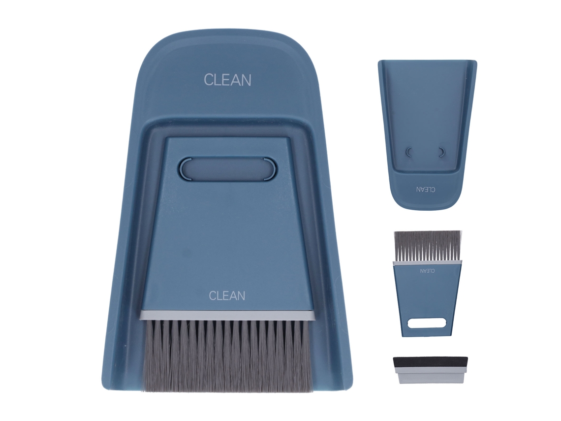 Conjunto de Vassourinho e Pá Mini para Limpeza de Mesa e Escritório com Pincel Azul | S/MARCA