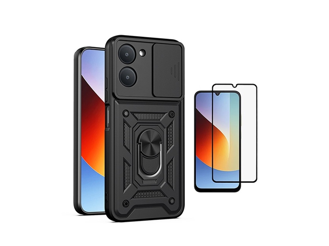 Kit Película De Vidro Temperado Gorilasglass Capa De Proteção Militar Magnética Janela Gift4me Para Xiaomi Redmi A7 - Preto