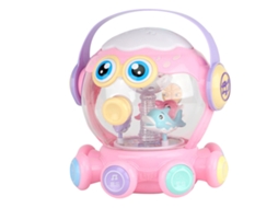 Tambor de palmas estilo polvo para bebês, brinquedo educativo com música e luz rosa claro.