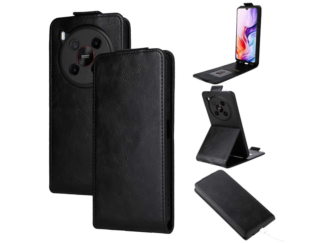 Capa De Couro Com Flip Vertical Magnético E Fivela Para Celular