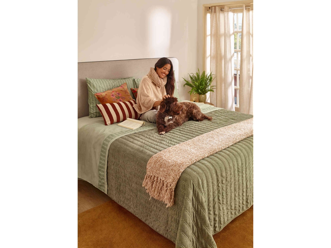 Colcha De Veludo 240x220cm Verde Deep Moss Kasa