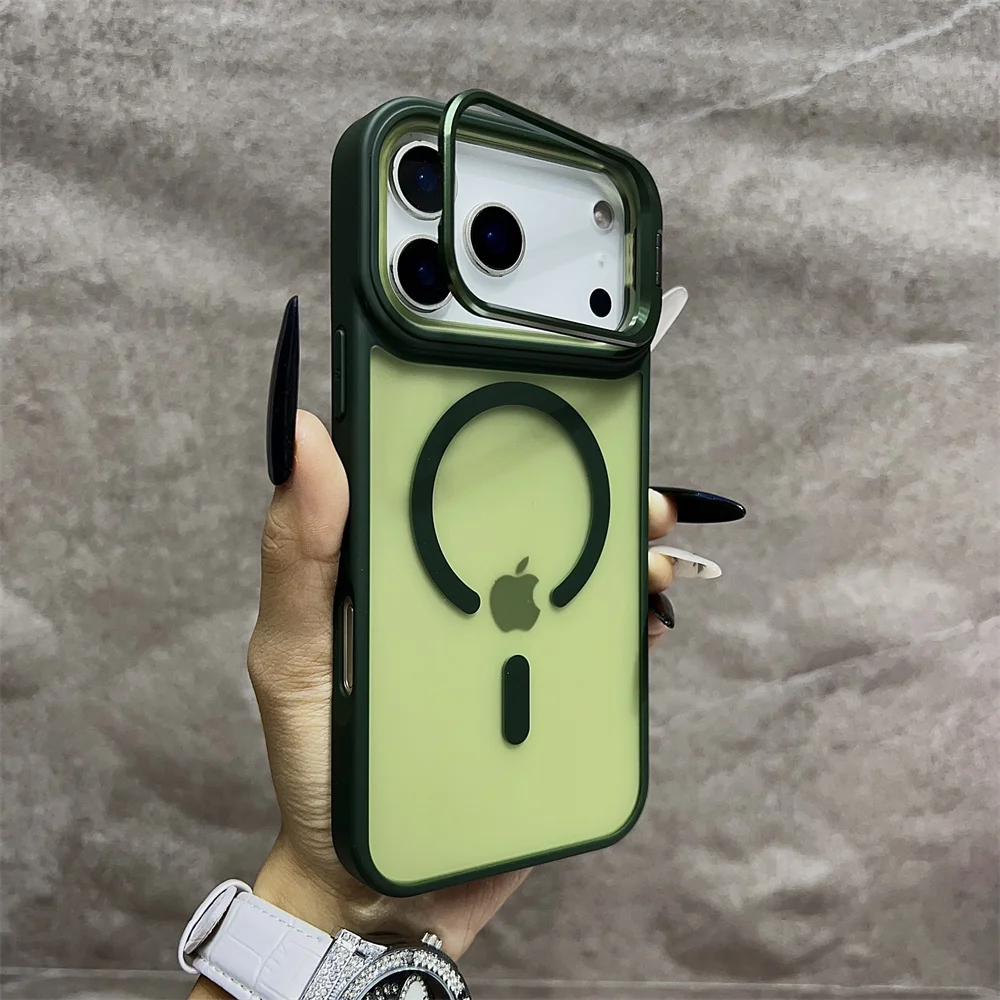 (iphone 16, Verde) Capa Fosca Magnética Semitransparente Para Iphone, Compatível Com Magsafe.