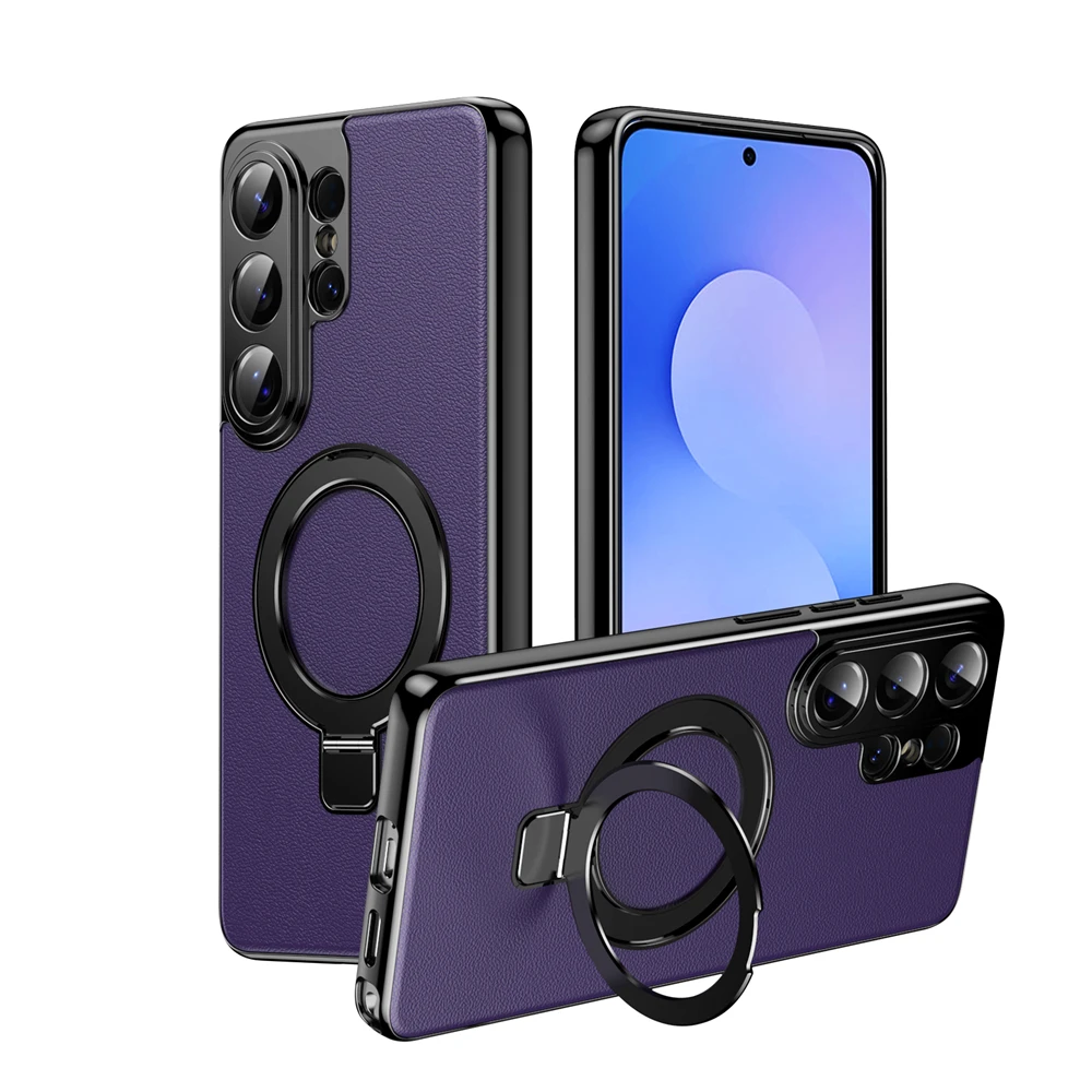 Capa De Couro Executiva Para Câmera (galaxy S26 Plus Roxo) Com Fecho Magnético
