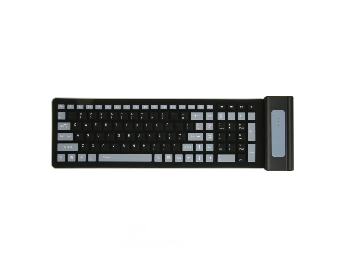 Teclado de Silicone 2.4g, 107 Teclas, Resistente à Água e Poeira, Silencioso, Dobrável, Suave | S/MARCA
