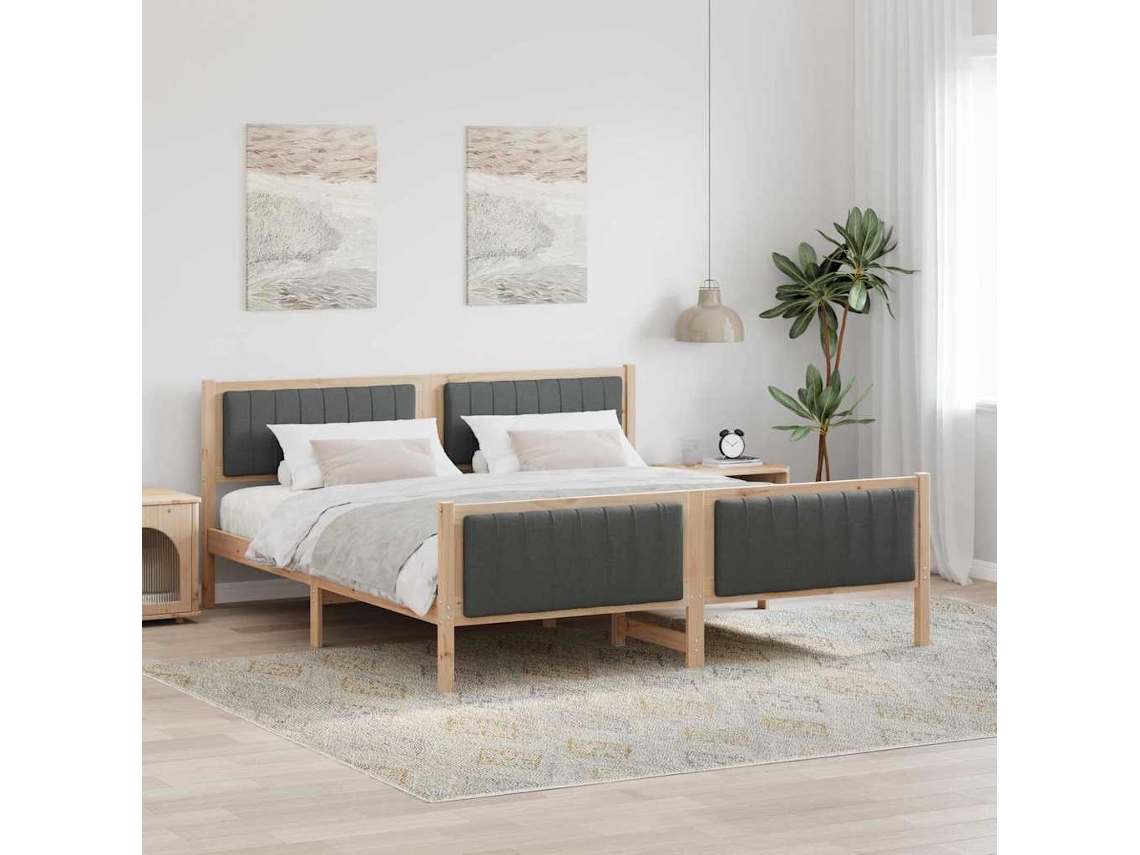 Vidaxl Estrutura Da Cama Castanho E Cinzento-escuro 180 X 200 Cm