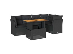 Conjunto de 6 Sofás de Jardim com Almofadões Vime Pe Preto MAISON EXCLUSIVE (N/A)