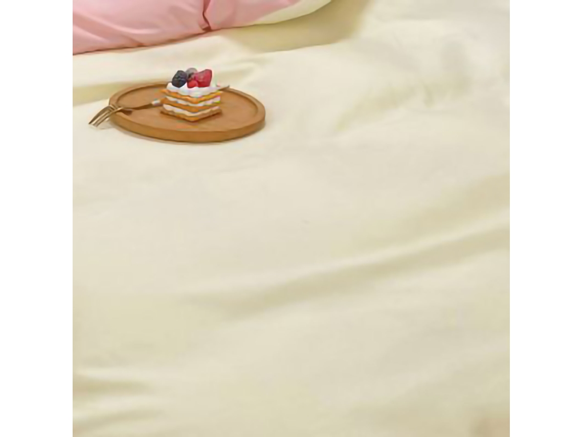 Conjunto De Cama De Algodão Escovado De Cor Sólida (algodão Amigo Da Pele, Cor Branca Leite E Rosa) Eoocoo