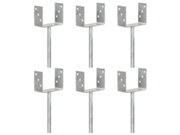 Vidaxl Âncoras De Vedação 6 Pcs 12x6x30 Cm Aço Galvanizado Prateado