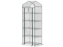 Fogão externo transparente com 5 bocas, suporte para zíper e estrutura de aço 69x49x193 cm