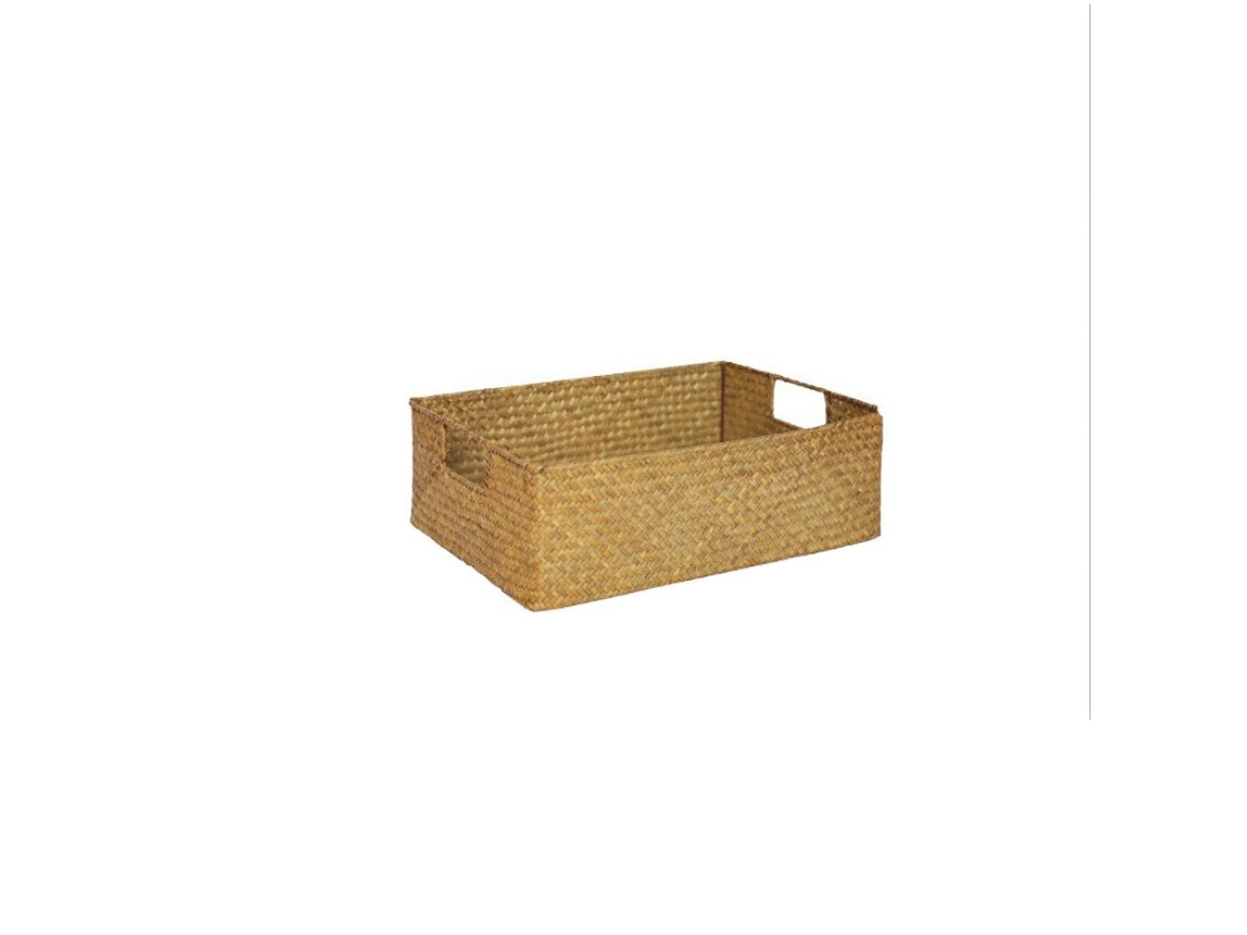Cesta de armazenamento artesanal de alga com alça S/MARCA