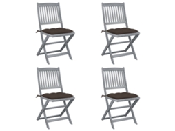 Folding Chair, Folding Chairs Vidaxl Cinzento-acastanhado Madeira De Acácia (n/a)