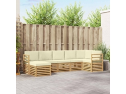 Vidaxl Conjunto De Sofás Para Exterior 7 Pcs Branco E Creme