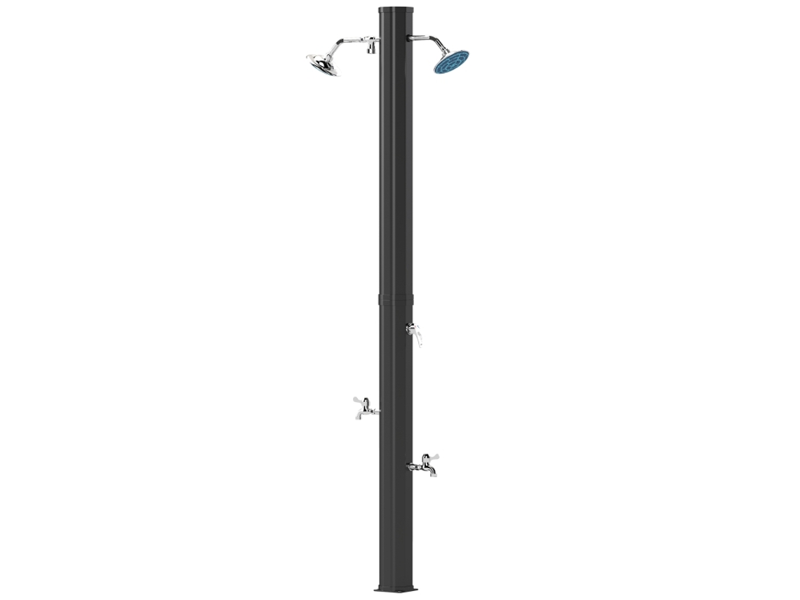 Duche solar 35l, 2 cabeçais, até 55°C, preto, para piscina e campismo 73x18x217cm
