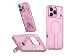 Capa Magnética Para Celular Com Estrelas E Suporte Fosco.rosa - Iphone 16 Pro Max