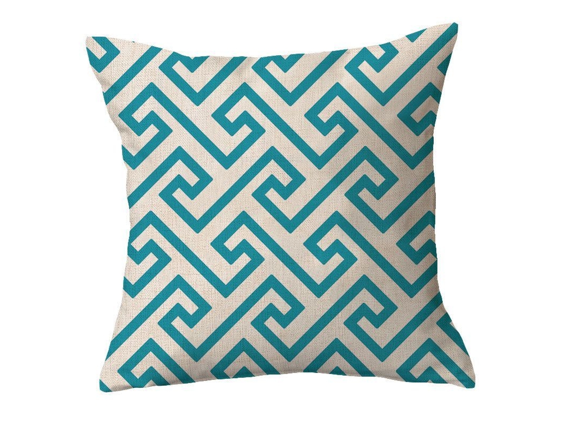 2026 funda de Almohada de Lino 2 Piezas, Rayas Azul Lago Y Blanco, 45x45 Cm, Moderno Y Simple