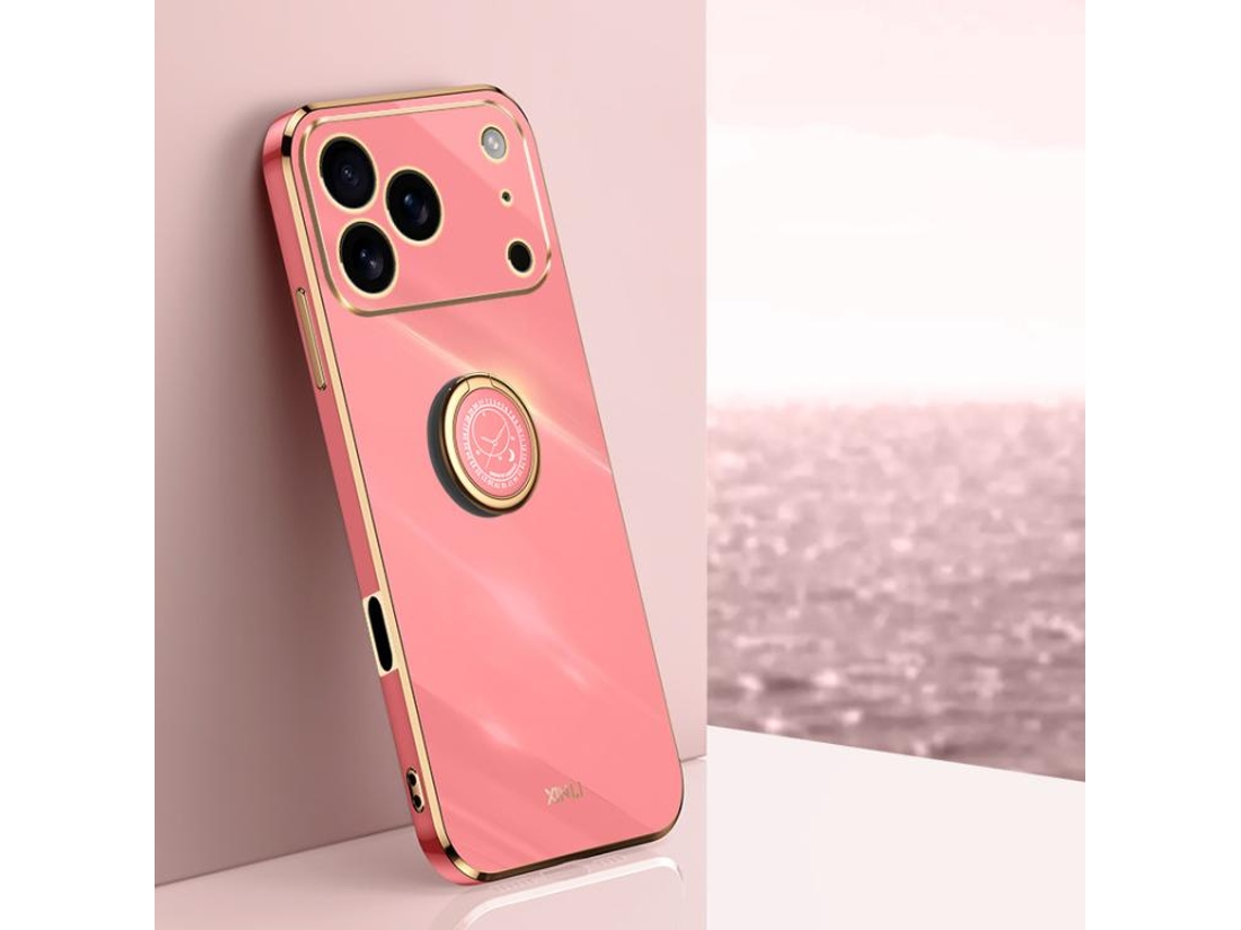 Capa Para Iphone 17 Pro Xinli Com Bordas Retas, Tpu 6d Eletrorevestido E Suporte De Anel.
