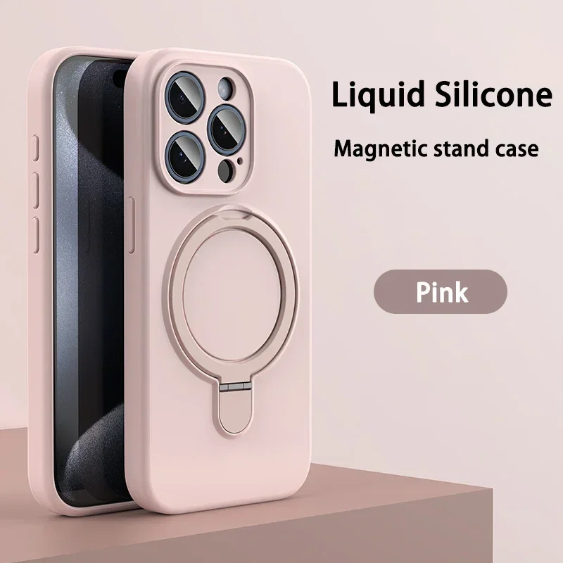 Capa Protetora Magnética De Silicone Líquido (para Iphone 11 Rosa), Carregamento Sem Fio, Suporte Invisível.