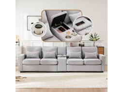 Sofá 4l Linho, Console, 2 Porta-copos, 2 Usb, 4 Almofadas.-pl