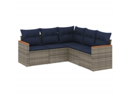 Conjunto de Sofá de Jardim, 5 Peças, Almofadas, Rattan Cinza MAISON EXCLUSIVE