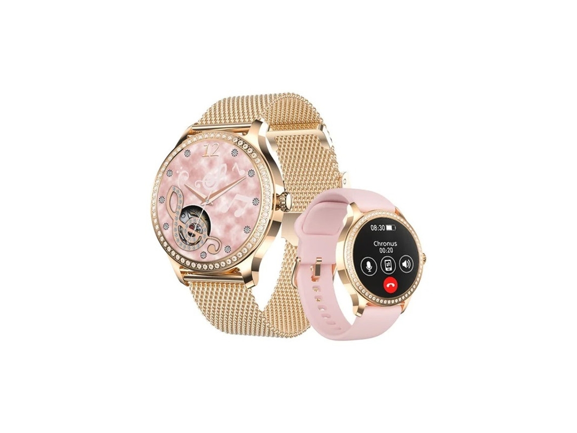 Relógio Inteligente Para Mulheres Com Tela Sensível Ao Toque De 1.28 Diamante Para Android Ios Ouro Rosa Yizhood