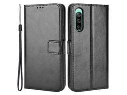 Capa Tipo Carteira Para Sony Xperia 10 Iv, Capa Com Suporte De Couro Sintético Com Textura Crazy Horse E Alça
