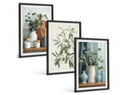 Conjunto De Pinturas Azeitonas Verdes, Eucalipto Espelharte (3 Peças 40x60 Cm)