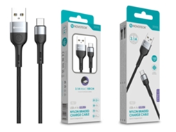 Cabo De Dados Trançado Nylon 3.1a Carregamento Rápido Negro , Type C Usb , 1.0m