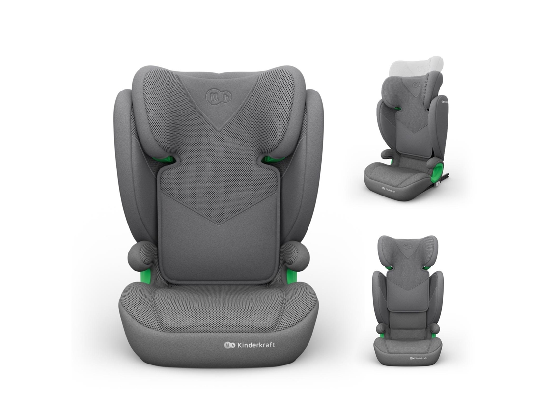 Cadeira Auto Kinderkraft JUNIOR FIX 2 PLUS 100–150 cm com H‑GUARD, proteções laterais SPS e encosto regulável Cinzento