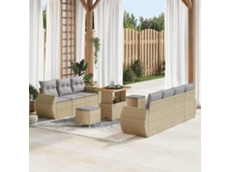 Vidaxl Conjunto De Sofá De Jardim 10 Pcs Bege E Cinza Claro Vime Pe