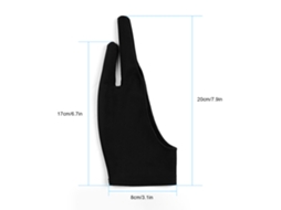Luvas para Desenho Artistica de Dois Dedos Anti manchas Reduz Atrito para Tablet Grafico Ugee Huion Bosto Tamanho Universal