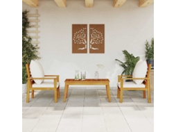 Vidaxl 3 Pcs Conjunto Lounge De Jardim C/ Almofadões Acácia Maciça