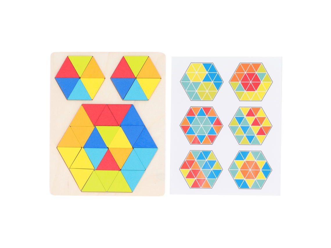 Walshlxq puzzles Hexagonales de Madera para Niños: Bloques de Formas Geométricas para Educación Y Coordinación Ojo mano