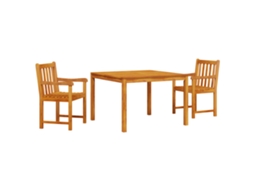 Conjunto 3 De Jantar Para O Jardim Com Vidaxl Em Madeira Sólida De Acácia