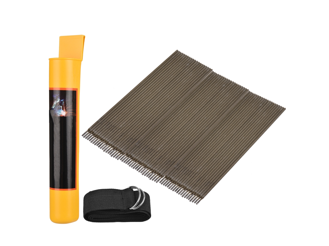 Conjunto de 60 eletrodos de aço carbono de 3,2 x 350 mm para soldagem, com estojo para armazenamento, acessórios para soldagem e corte de estanho.