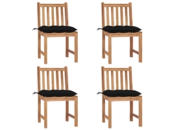 Vidaxl Cadeiras De Jardim C/ Almofadões 4 Pcs Madeira De Teca Maciça