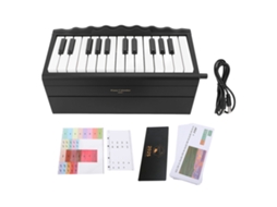 Walshlxq calendário de Piano Jugável 2025 com 27 Cartões 25 Teclas Volume Ajustável Bateria Recarregável 1000mah Manivela Preto