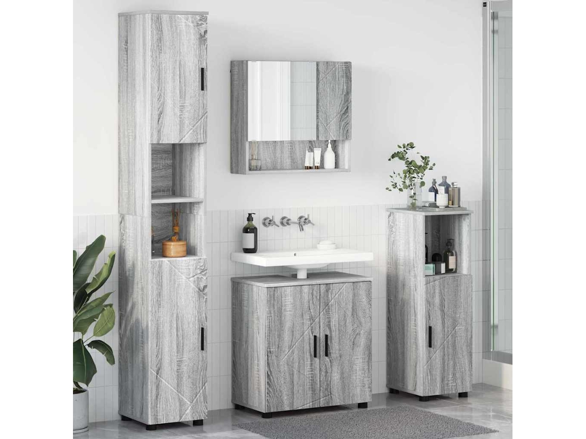 Vidaxl Conjunto De Móveis Para Banheiro 4 Unid. Cinza Sonoma