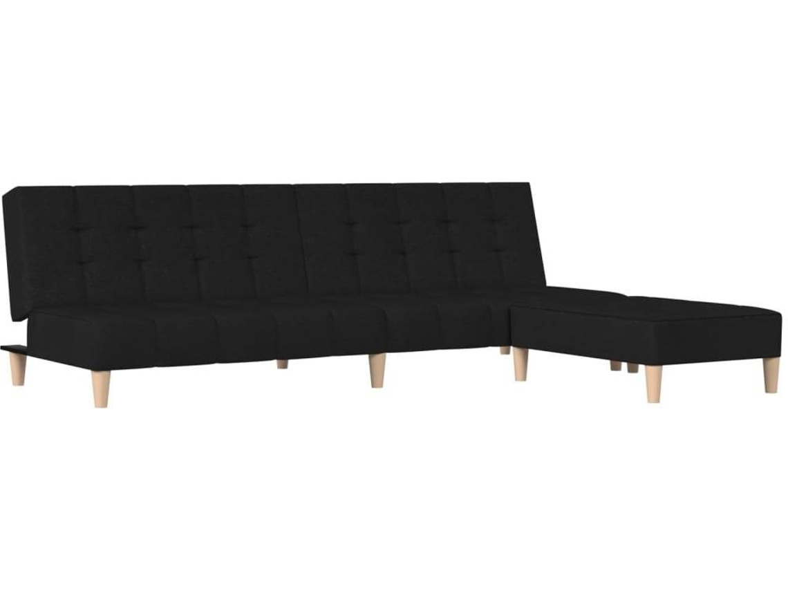 Sofá Cama VIDAXL de 2 lugares com apoio de pés tecido preto (200 x 84.5 x 69 cm) Worten.pt