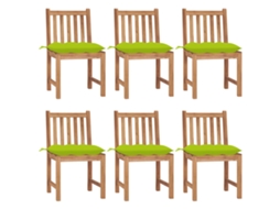 Vidaxl Cadeiras De Jardim 6 Pcs C/ Almofadões Madeira De Teca Maciça