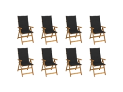Cadeiras De Jardim Dobráveis C/ Almofadões 8 Pcs Acácia Maciça Dkd Home Decor
