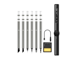 Kit De Soldador Eléctrico Mini Com Tela Digital Ajustável De Temperatura Aquecimento Rápido Dc9‑24v Preto