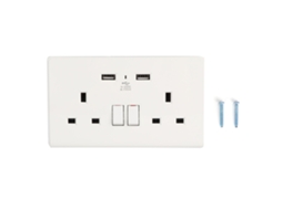 Tomada Usb Dupla Com Painel De Espelho Padrão Do Reino Unido (corrente De 2100ma, Adaptação De Tensão Ampla De 110-250v)