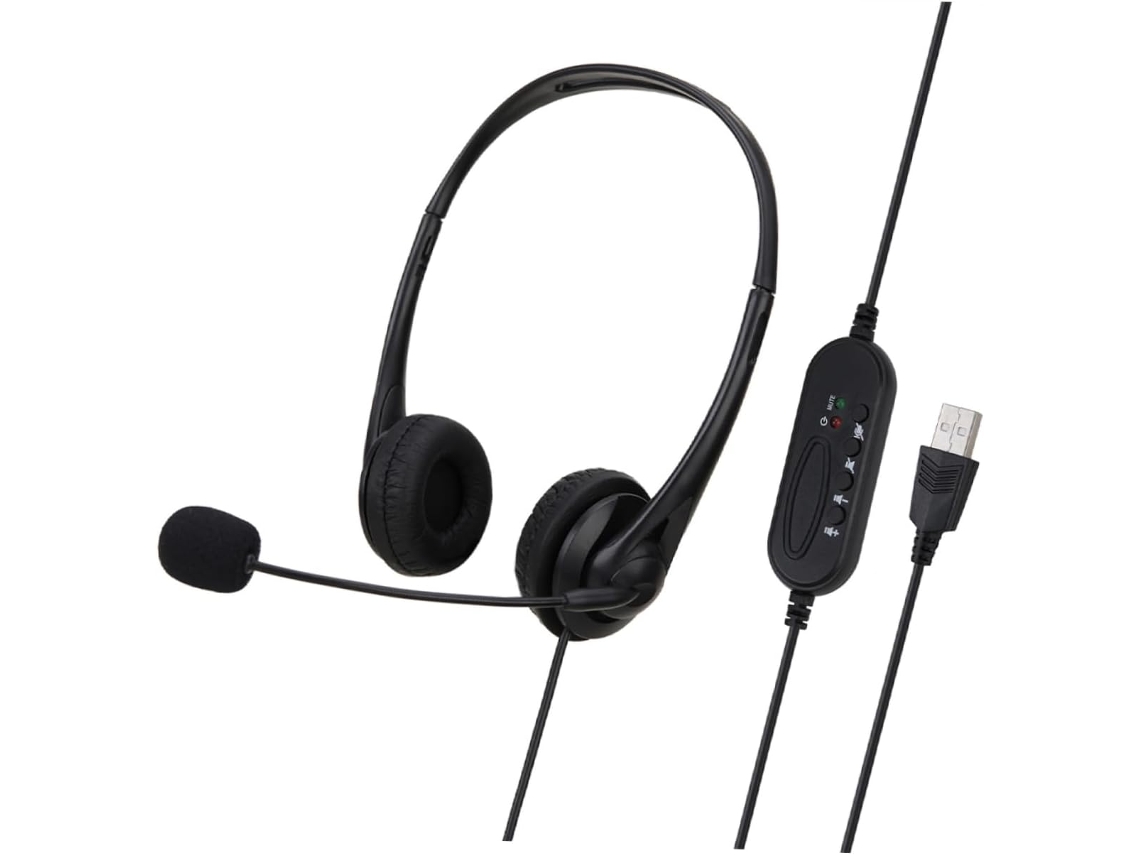 Fones De Ouvido Bestonzon Com Cancelamento Ruído, Microfone, Plug And Play, Usb, Para Escritório, Com Controle De Volume