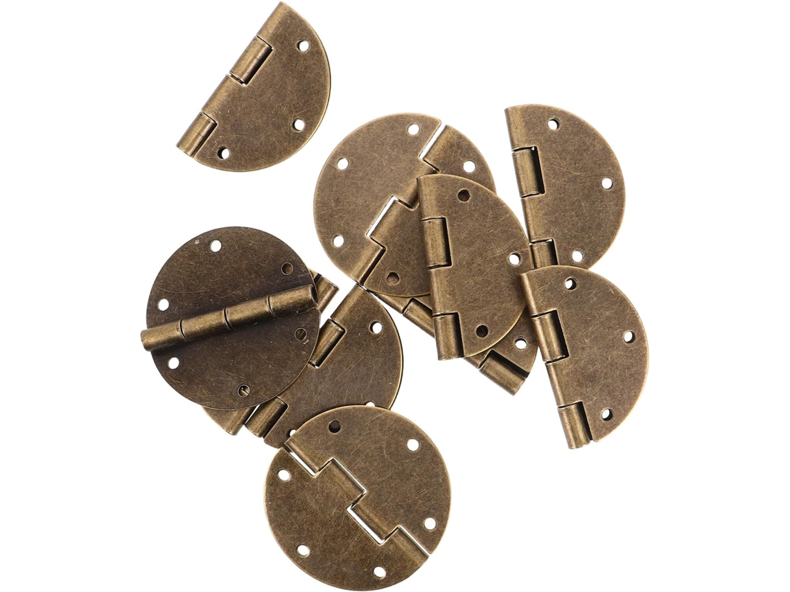 Gadpiparty Conjunto De 10 Dobradiças Vintage Redondas Dobráveis Para Portas Armário, Ferragens Grandes Em Metal Cobre