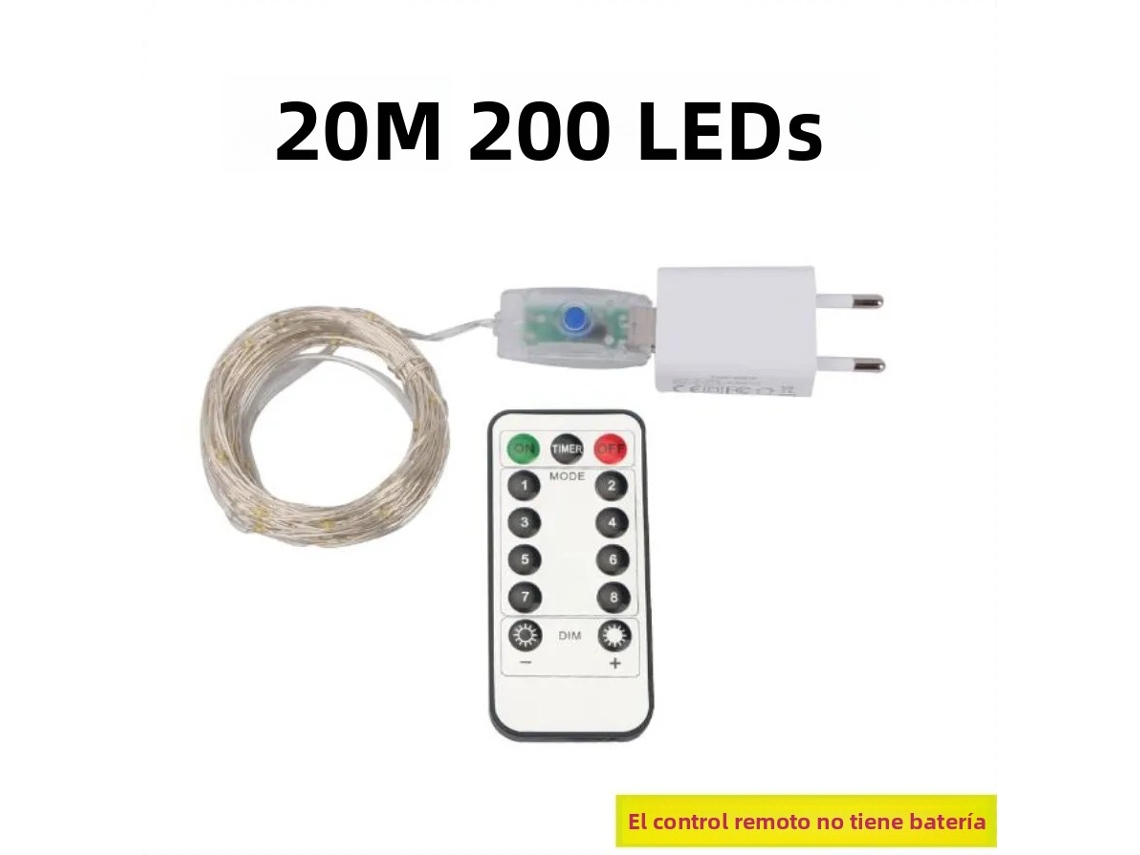 (fio De Luzes Led Coloridas De 20m Com 200 Leds) Ideal Para Decoração De Natal, Etc.