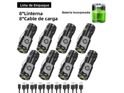 Mini Lanterna Led Super Brilhante com Clipe para Caneta e Bateria Recarregável Usb Integrada, Portátil MDUG (8 Unidades)