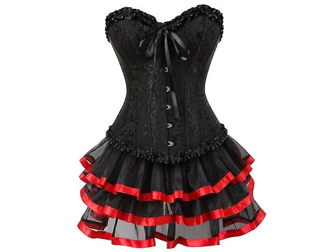 Corset Feminino de Poliéster e Spandex com Padrão Estampado e Bordado, Ossos de Plástico, Estilo Cotidiano Vermelho