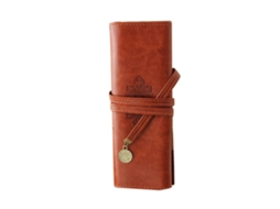 Bolsa De Lápices De Couro Sintético Com Bandagem Estilo Vintage Rollup Para Lápices De Maquiagem
