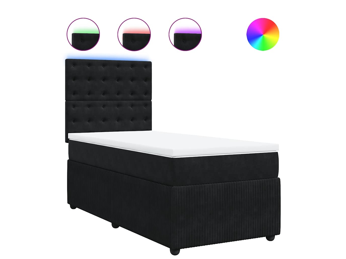 Cama com Molas/colchão 80x200 Cm Veludo Preto MAISON EXCLUSIVE